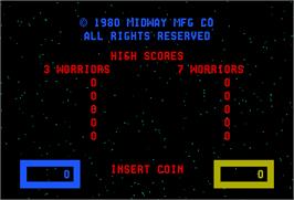 Title screen of Wizard of Wor on the Arcade.