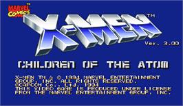 Title screen of X-Men: Children of the Atom on the Arcade.