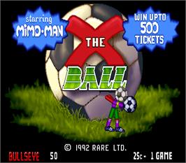 Title screen of X the Ball on the Arcade.