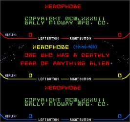 Title screen of Xenophobe on the Arcade.