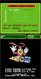 Title screen of Yo! Noid on the Arcade.