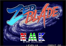 Title screen of Zed Blade / Operation Ragnarok on the Arcade.
