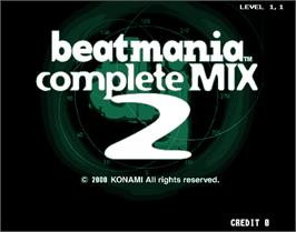 Title screen of beatmania complete MIX 2 on the Arcade.