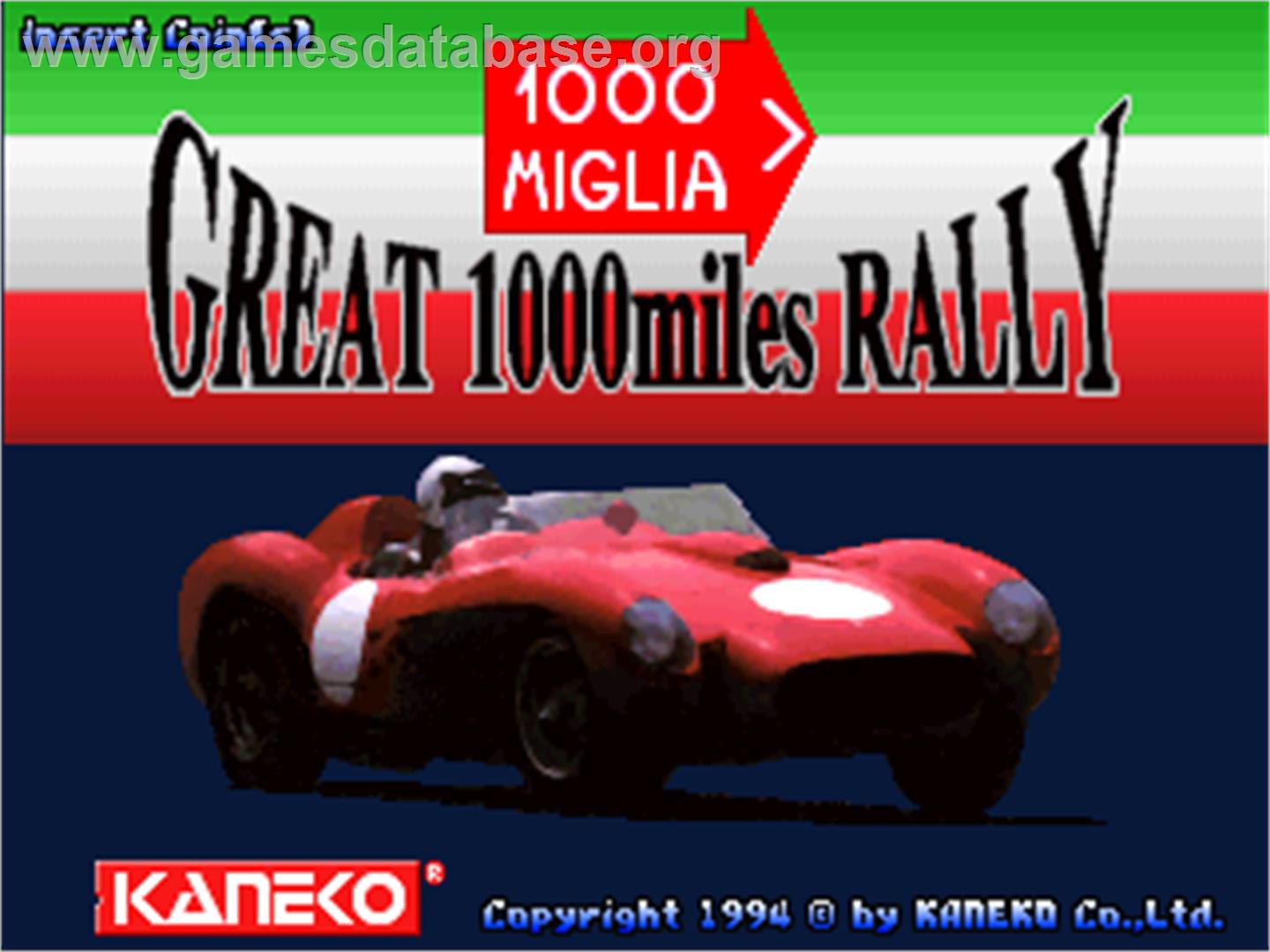 1000 Miglia: Great 1000 Miles Rally - Arcade - Artwork - Title Screen