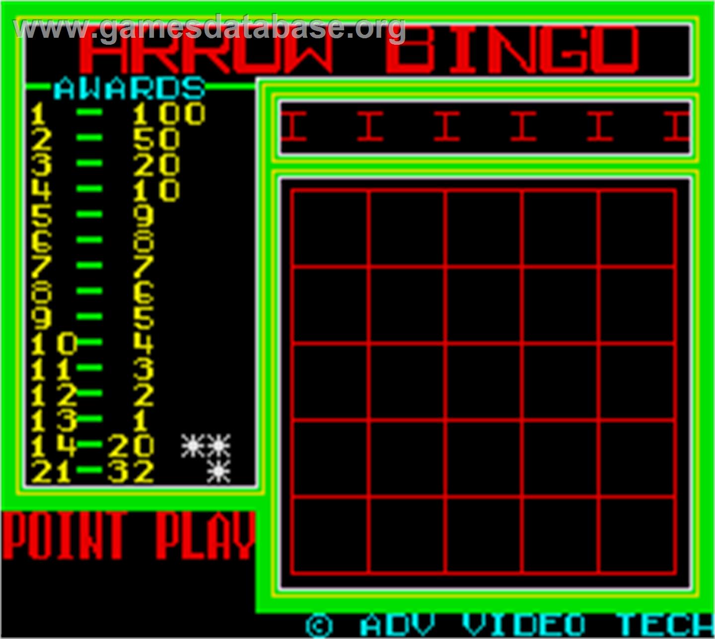 Arrow Bingo - Arcade - Artwork - Title Screen