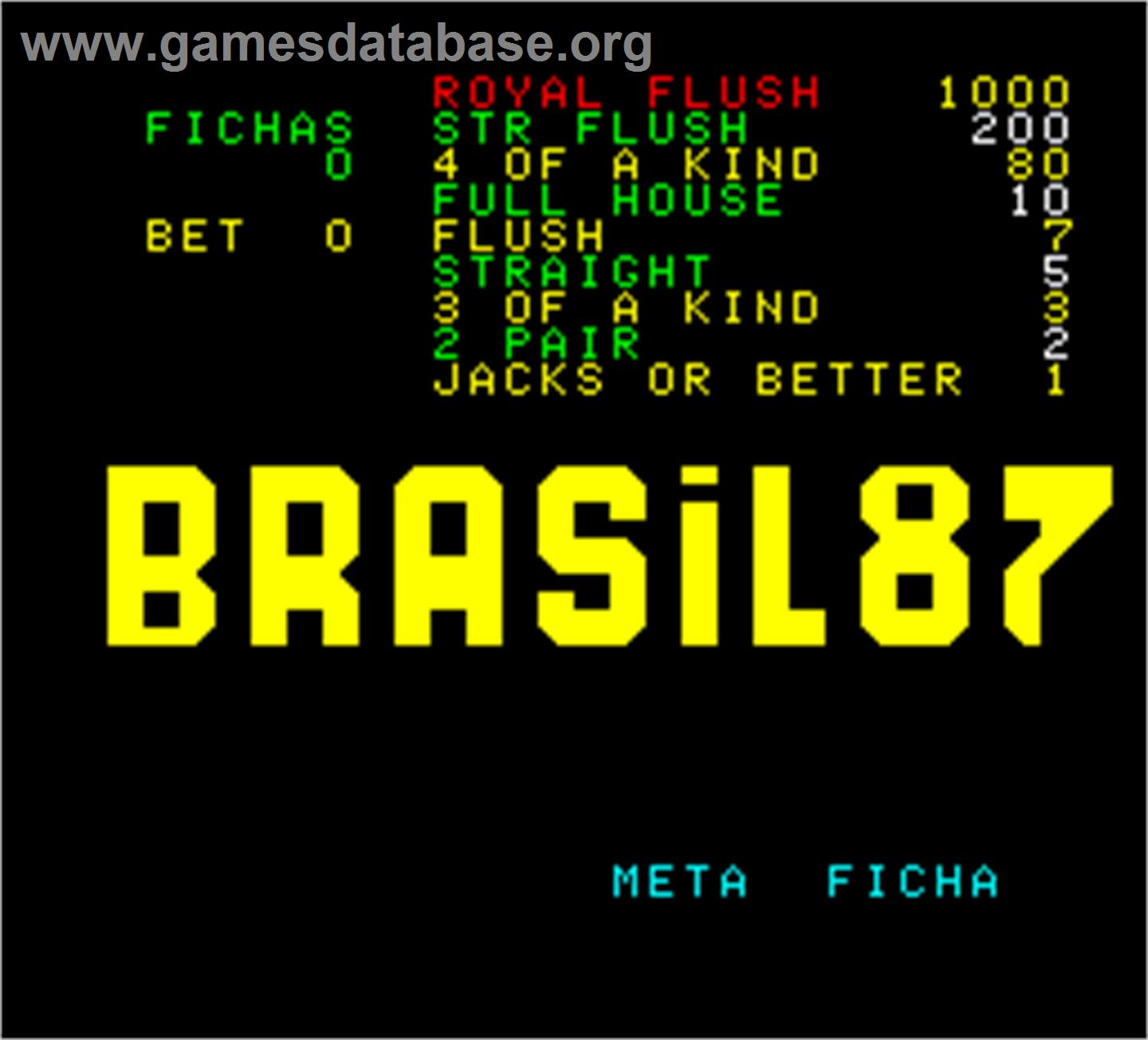Brasil 87 - Arcade - Artwork - Title Screen