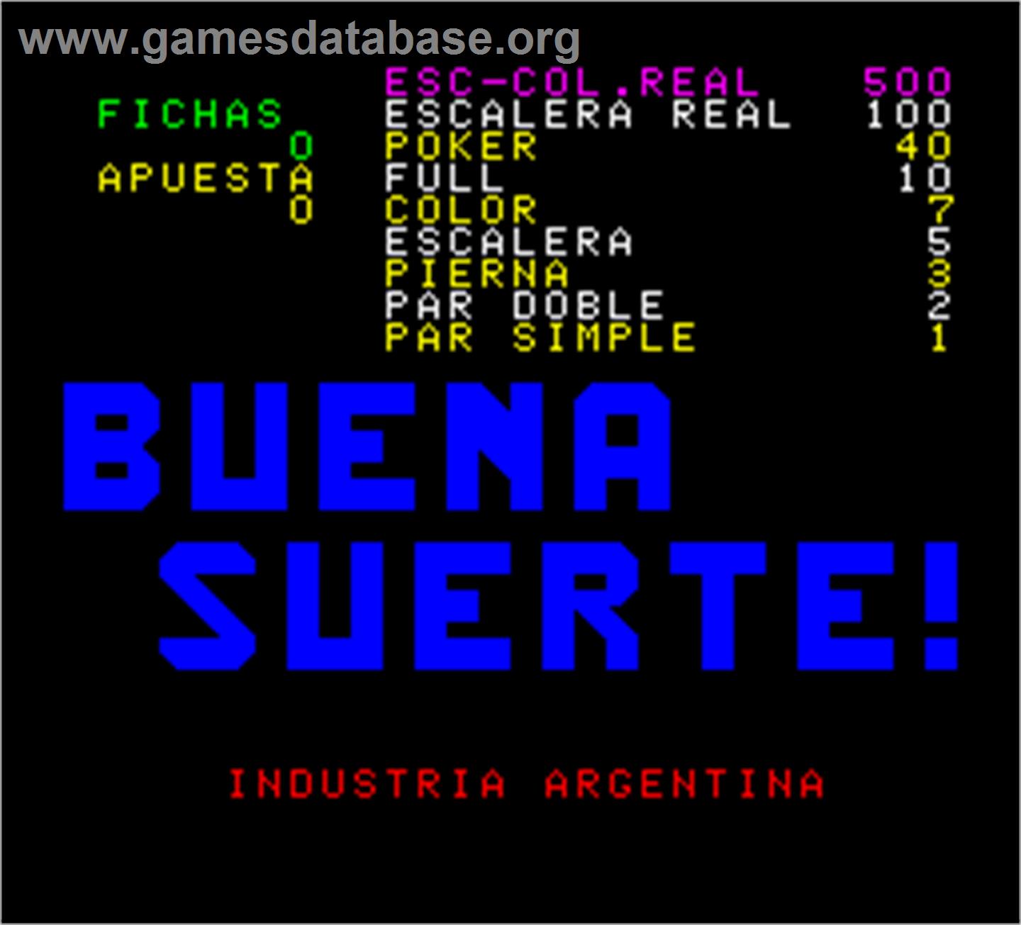 Buena Suerte - Arcade - Artwork - Title Screen