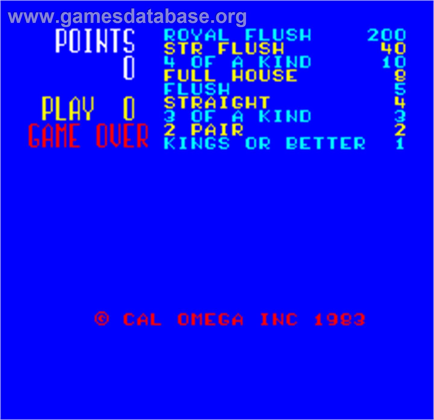 Cal Omega - Game 17.2 - Arcade - Artwork - Title Screen