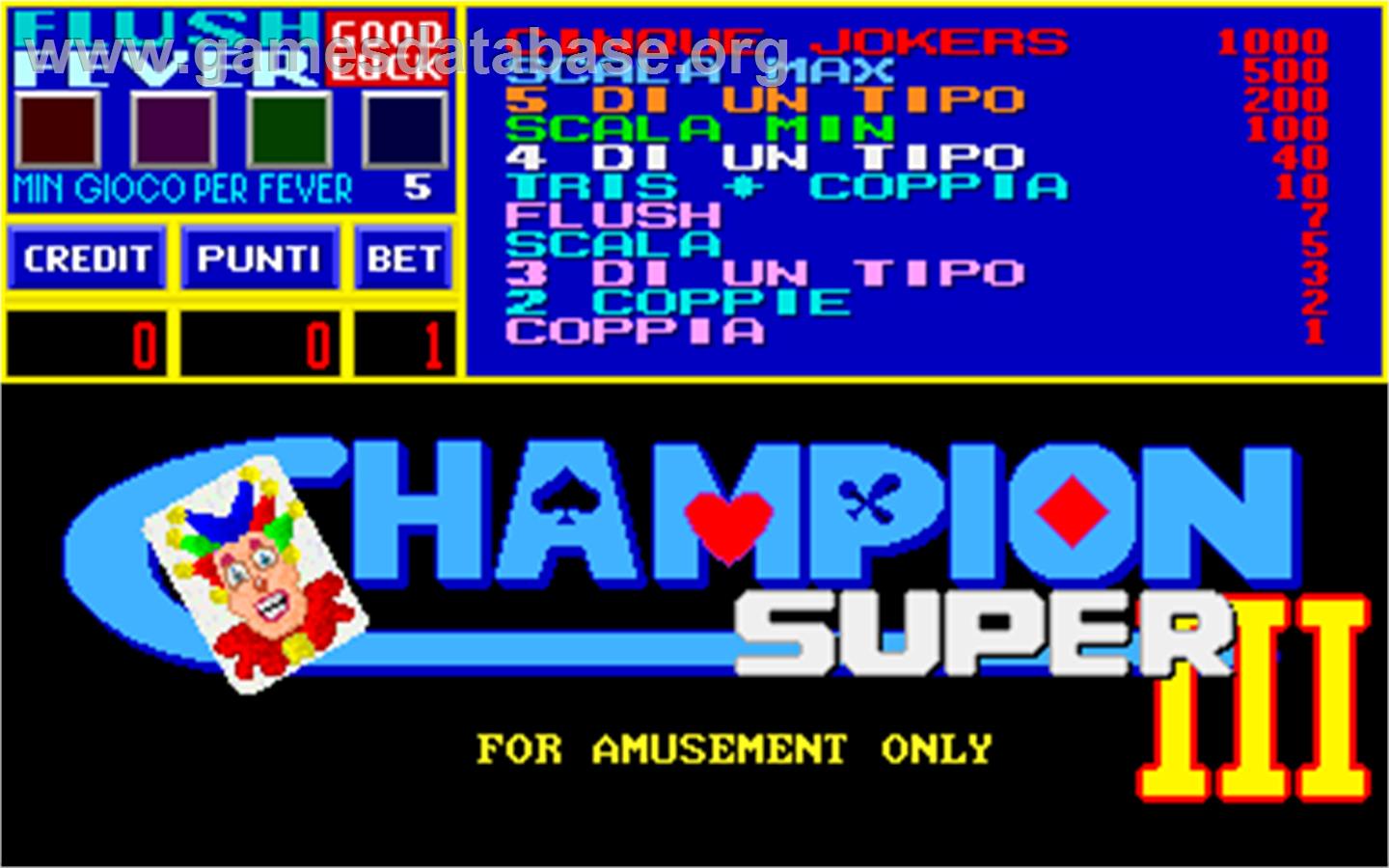 Champion Super 3 - Arcade - Artwork - Title Screen