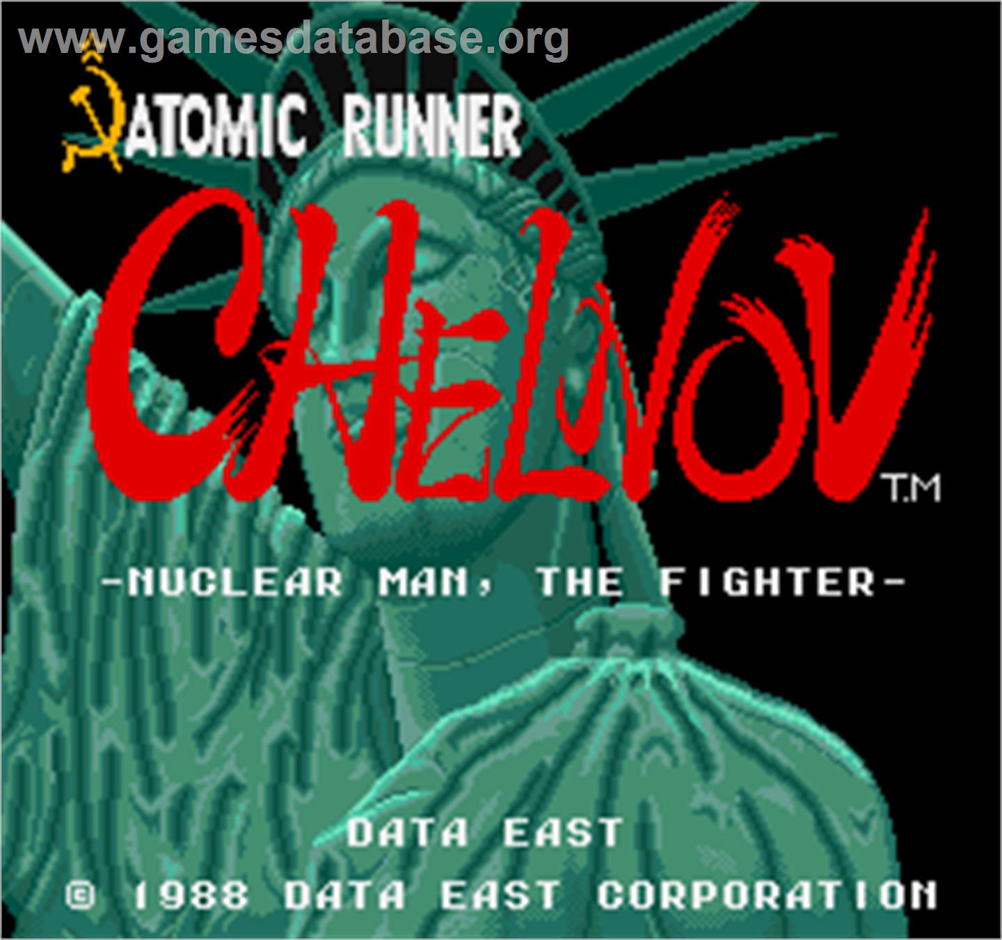 Chelnov - Atomic Runner - Arcade - Artwork - Title Screen