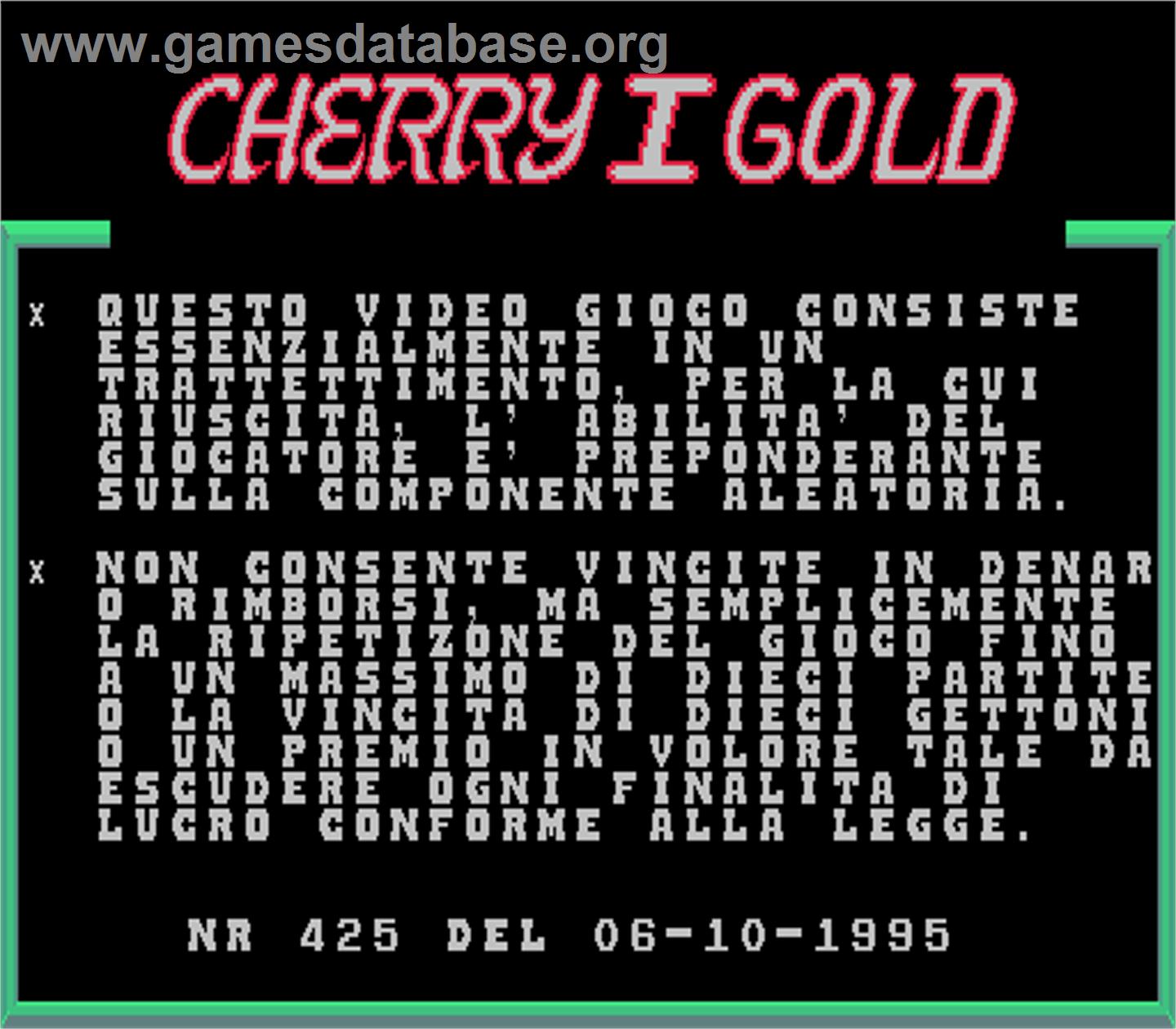Cherry Gold I - Arcade - Artwork - Title Screen