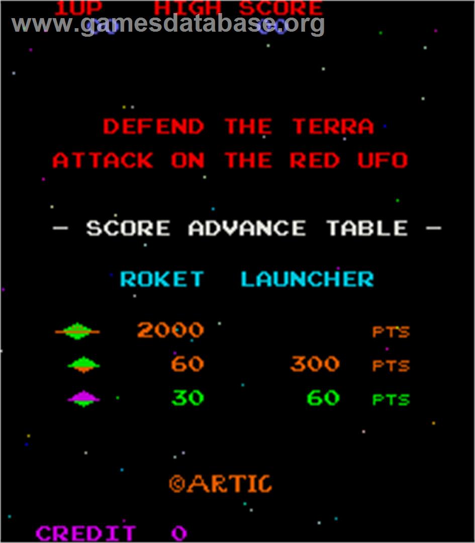 Defend the Terra Attack on the Red UFO - Arcade - Artwork - Title Screen