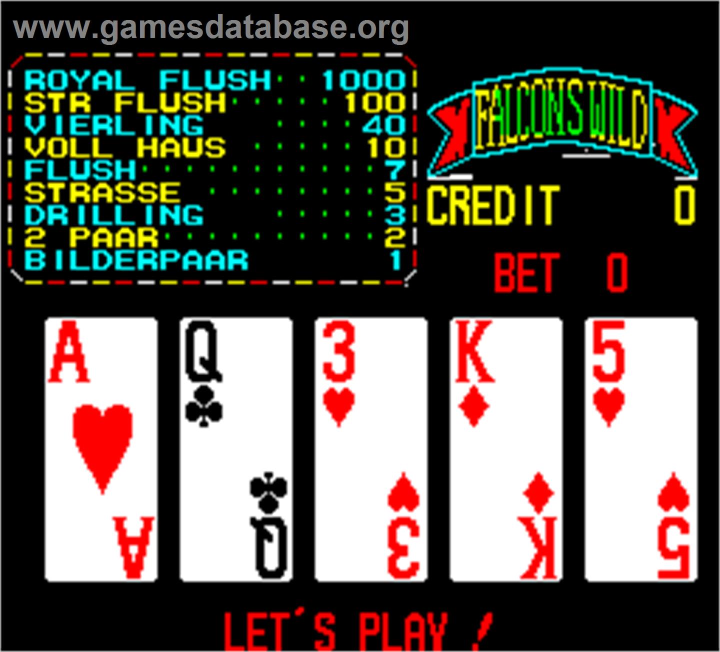 Falcons Wild - Wild Card 1991 - Arcade - Artwork - Title Screen