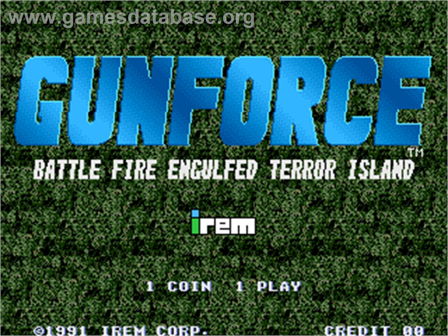 Gunforce - Battle Fire Engulfed Terror Island - Arcade - Artwork - Title Screen