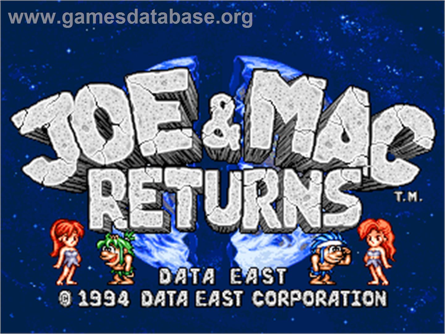 Joe & Mac Returns - Arcade - Artwork - Title Screen