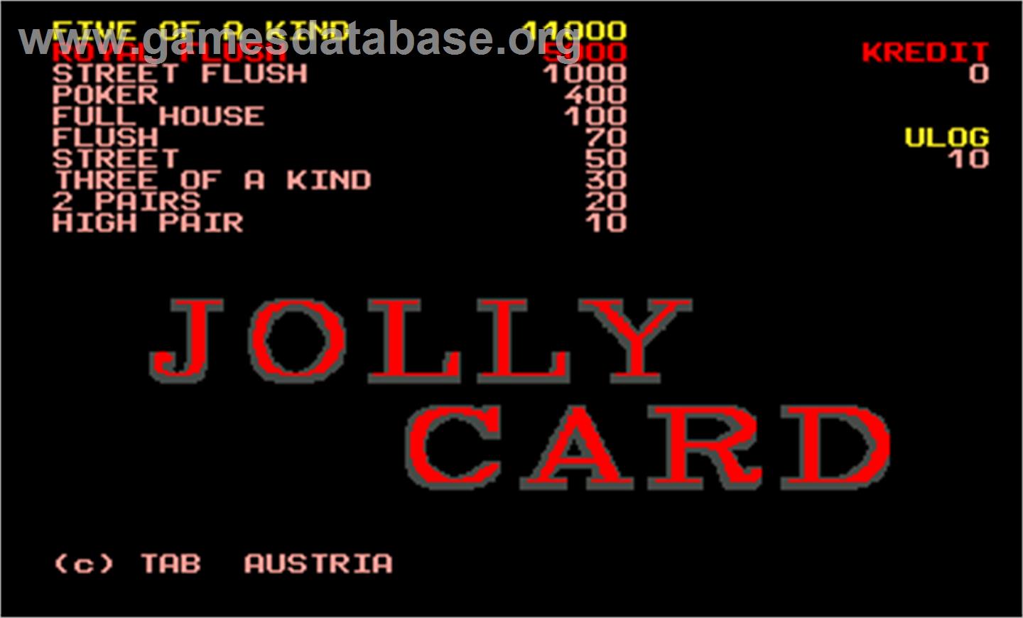 Jolly Card Professional 2.0 - Arcade - Artwork - Title Screen