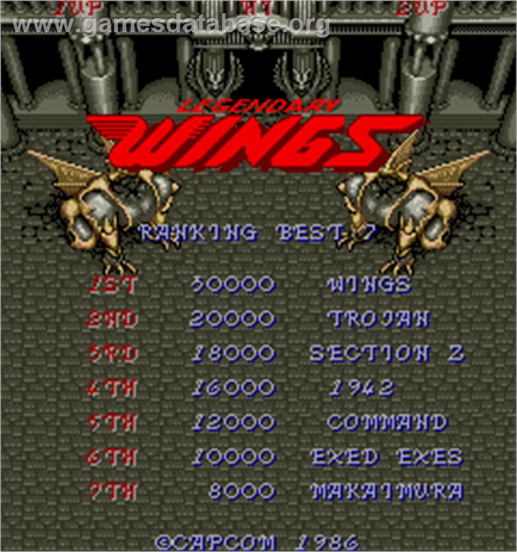 Legendary Wings - Arcade - Artwork - Title Screen