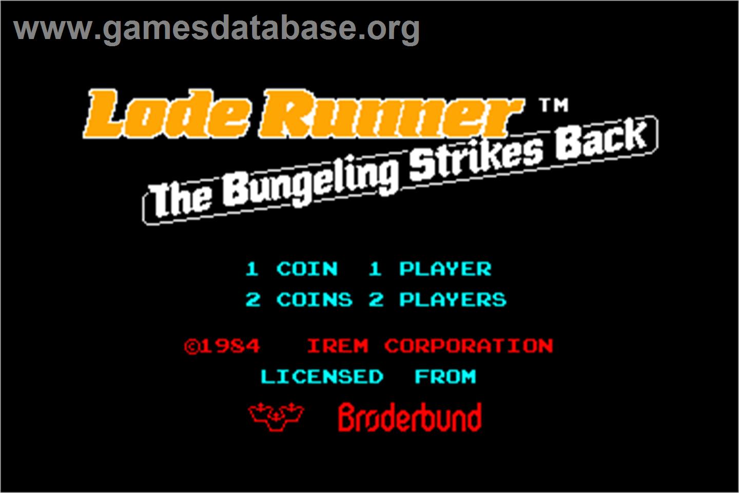 Lode Runner II - The Bungeling Strikes Back - Arcade - Artwork - Title Screen