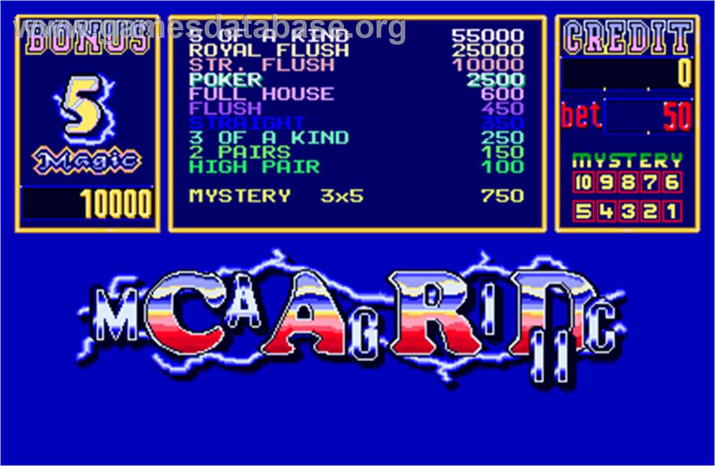 Magic Card II - Arcade - Artwork - Title Screen