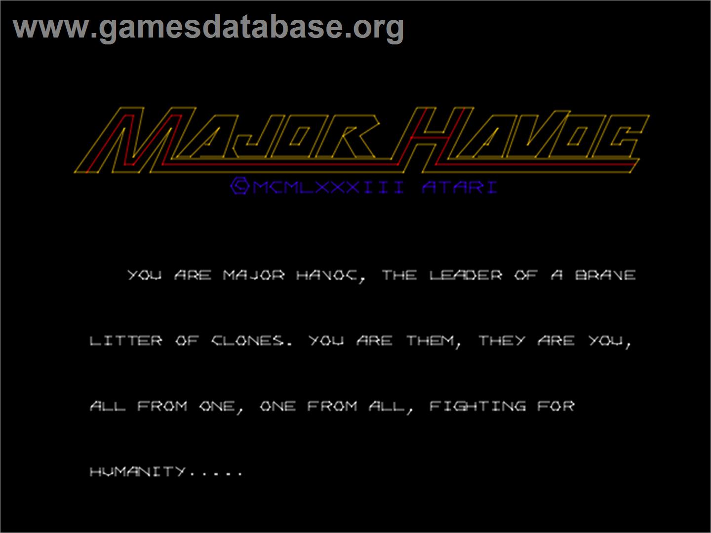 Major Havoc - Arcade - Artwork - Title Screen