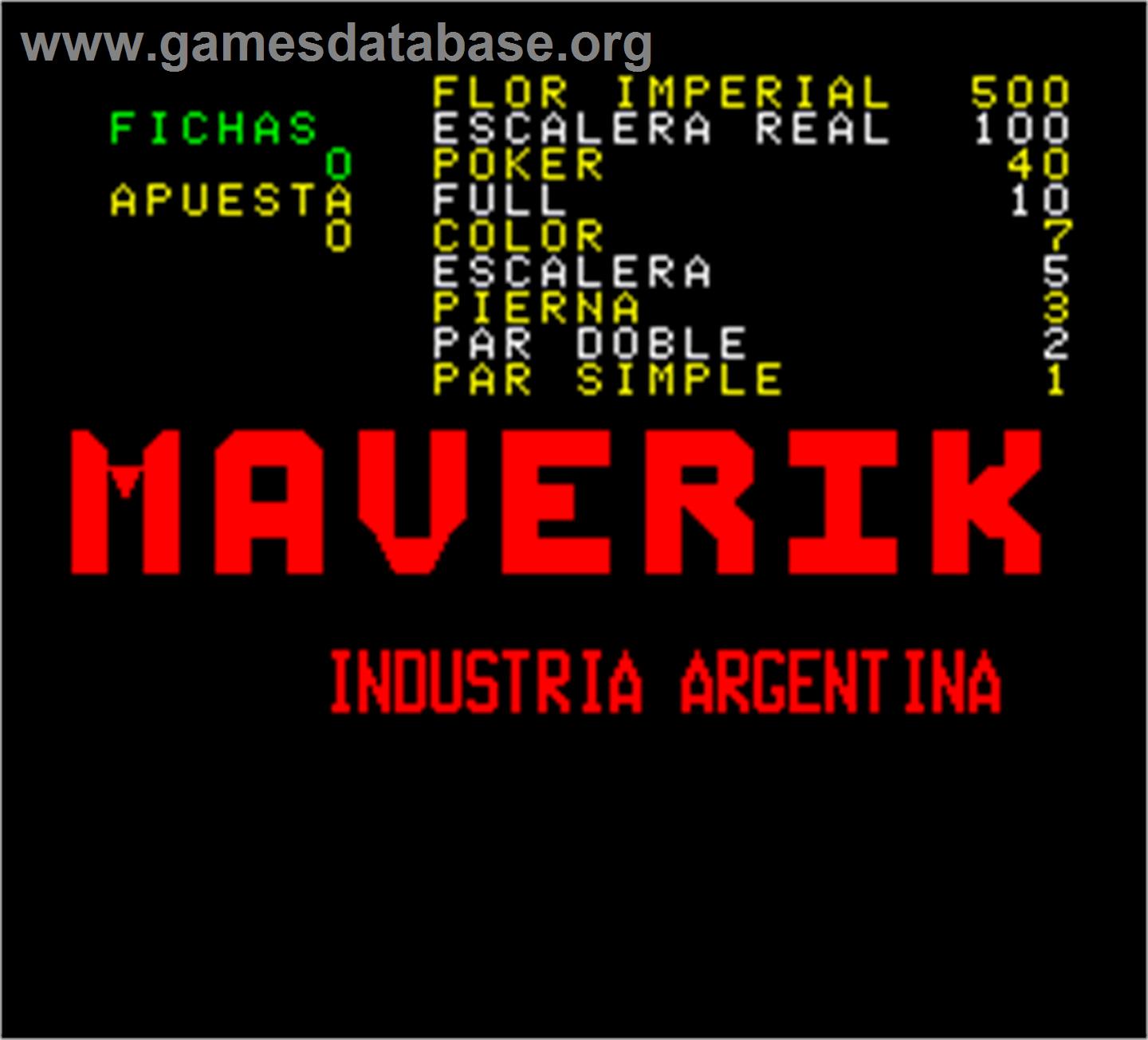 Maverik - Arcade - Artwork - Title Screen
