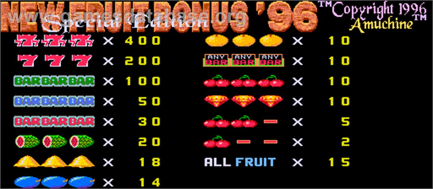 New Fruit Bonus '96 Special Edition - Arcade - Artwork - Title Screen