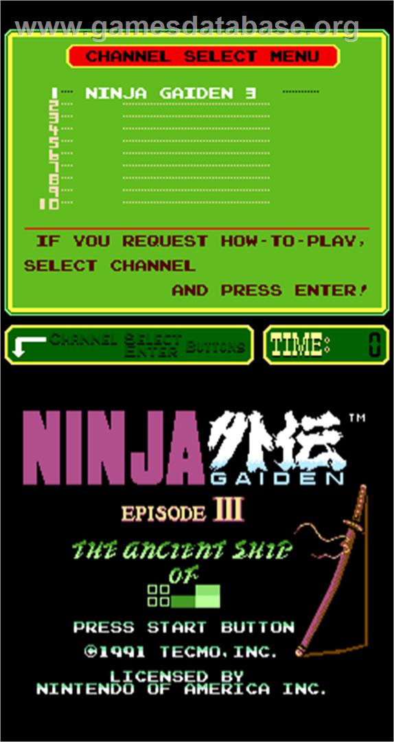 Ninja Gaiden Episode III: The Ancient Ship of Doom - Arcade - Artwork - Title Screen