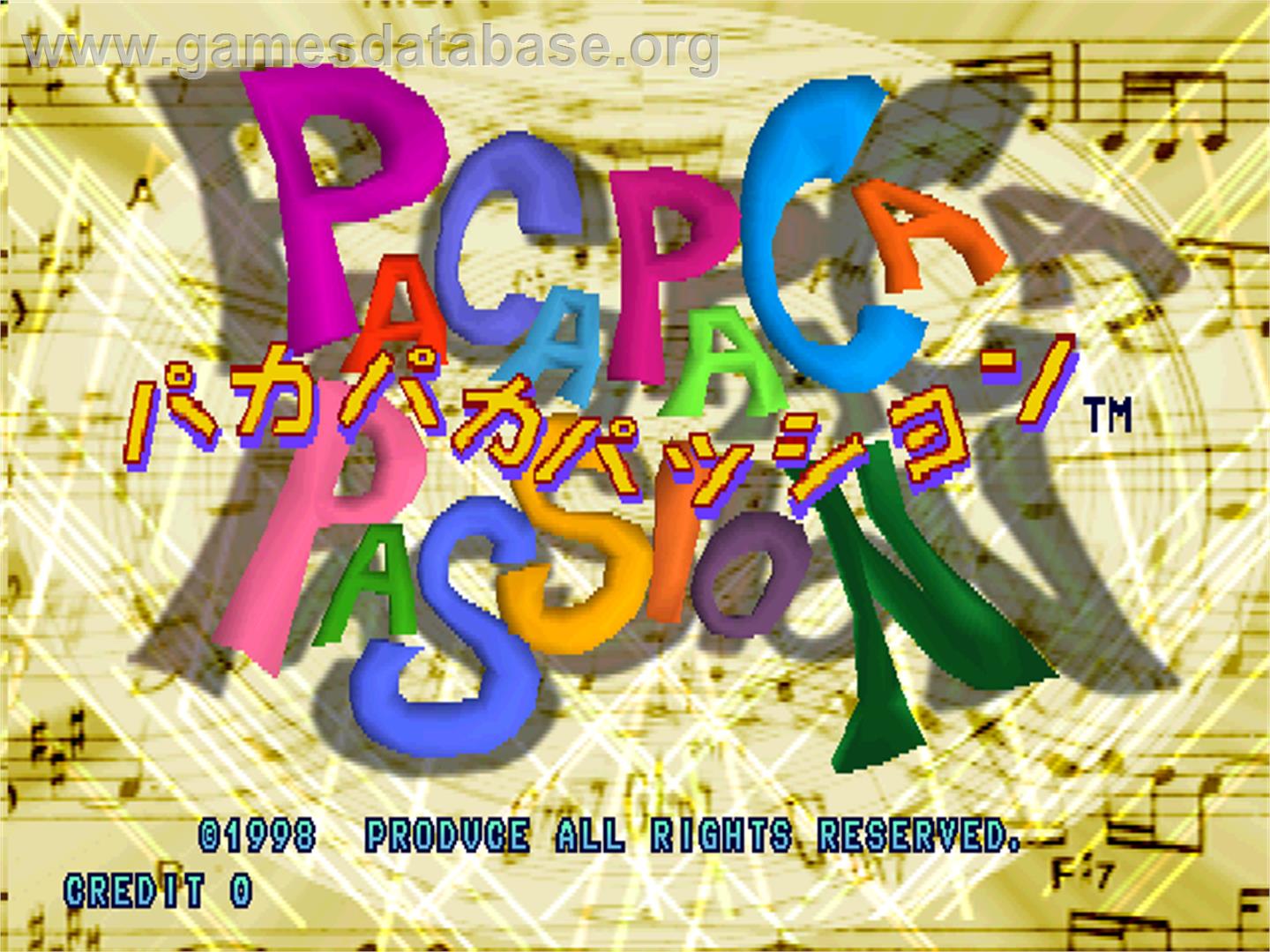 Paca Paca Passion - Arcade - Artwork - Title Screen