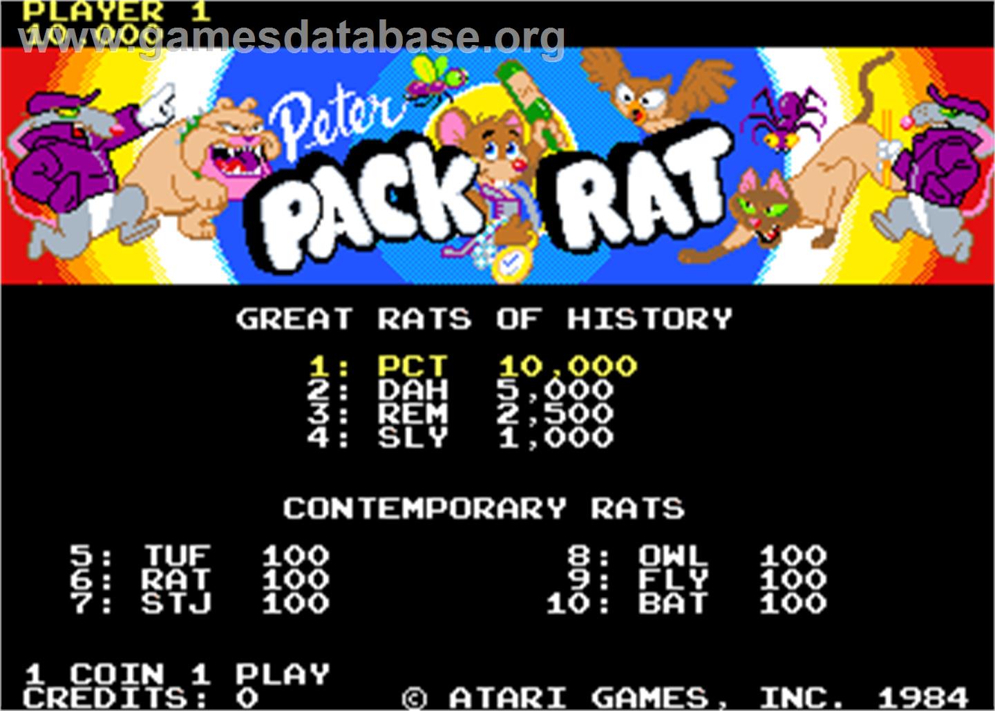 Peter Pack-Rat - Arcade - Artwork - Title Screen