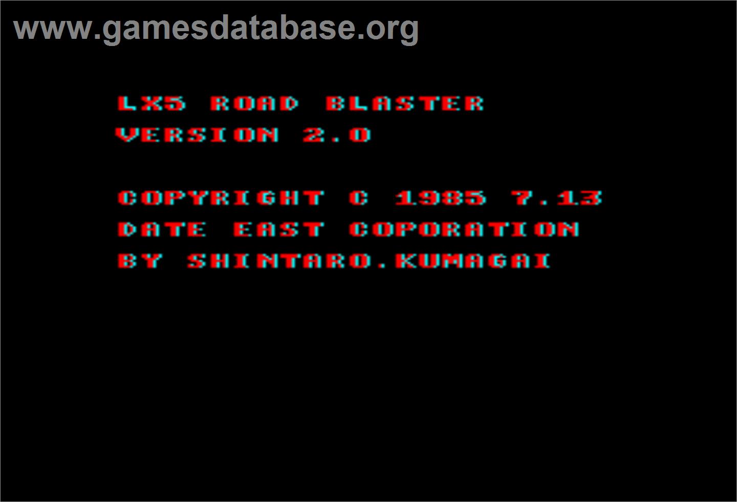 Road Blaster - Arcade - Artwork - Title Screen