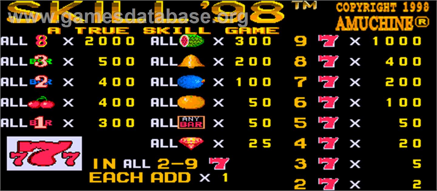 Skill '98 - Arcade - Artwork - Title Screen