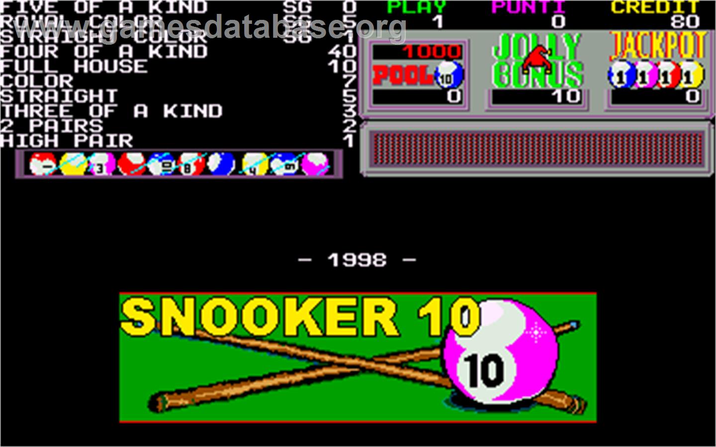 Snooker 10 - Arcade - Artwork - Title Screen
