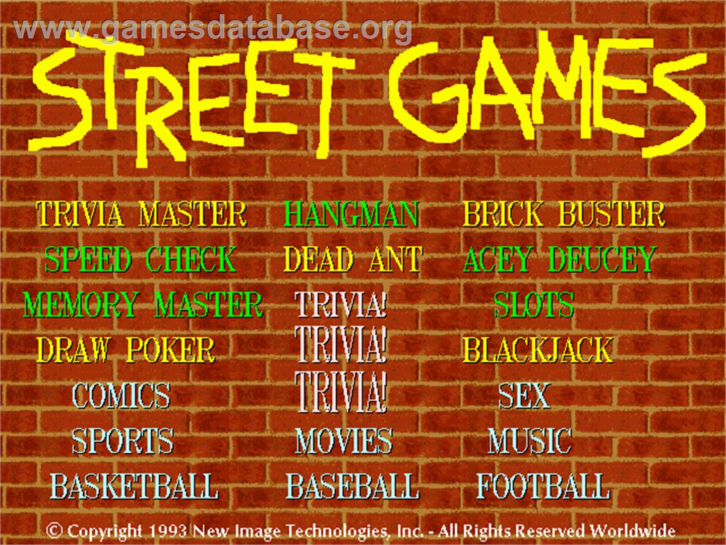 Street Games II - Arcade - Artwork - Title Screen