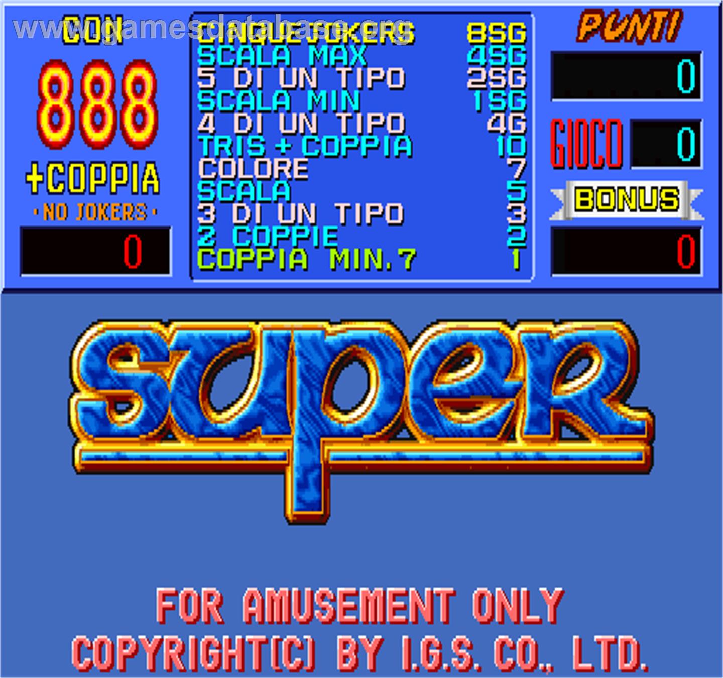Super Poker - Arcade - Artwork - Title Screen