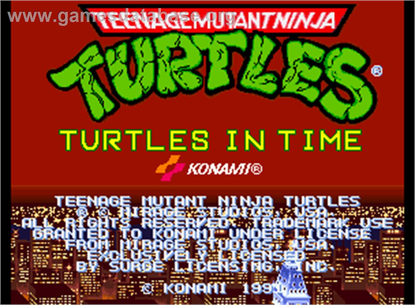 Teenage Mutant Ninja Turtles - Turtles in Time - Arcade - Artwork - Title Screen