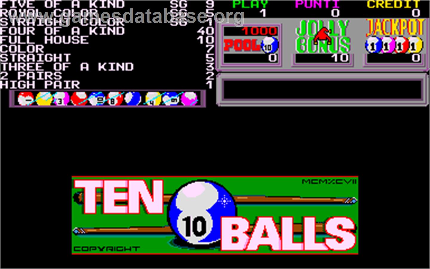 Ten Balls - Arcade - Artwork - Title Screen