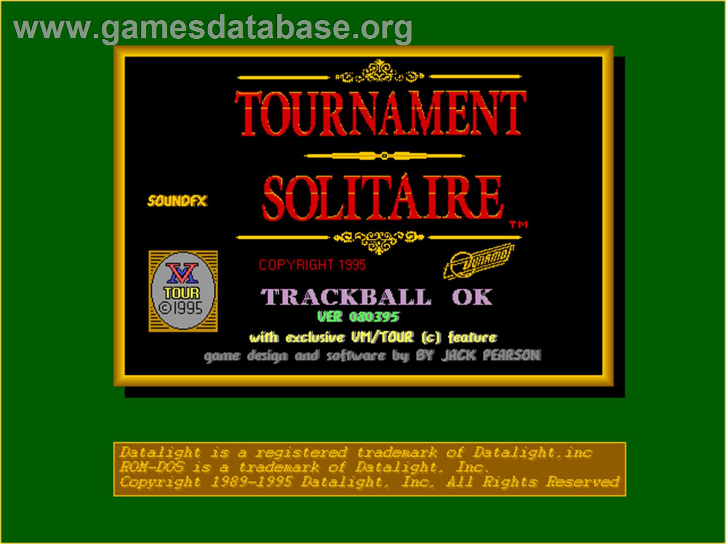 Tournament Solitaire - Arcade - Artwork - Title Screen