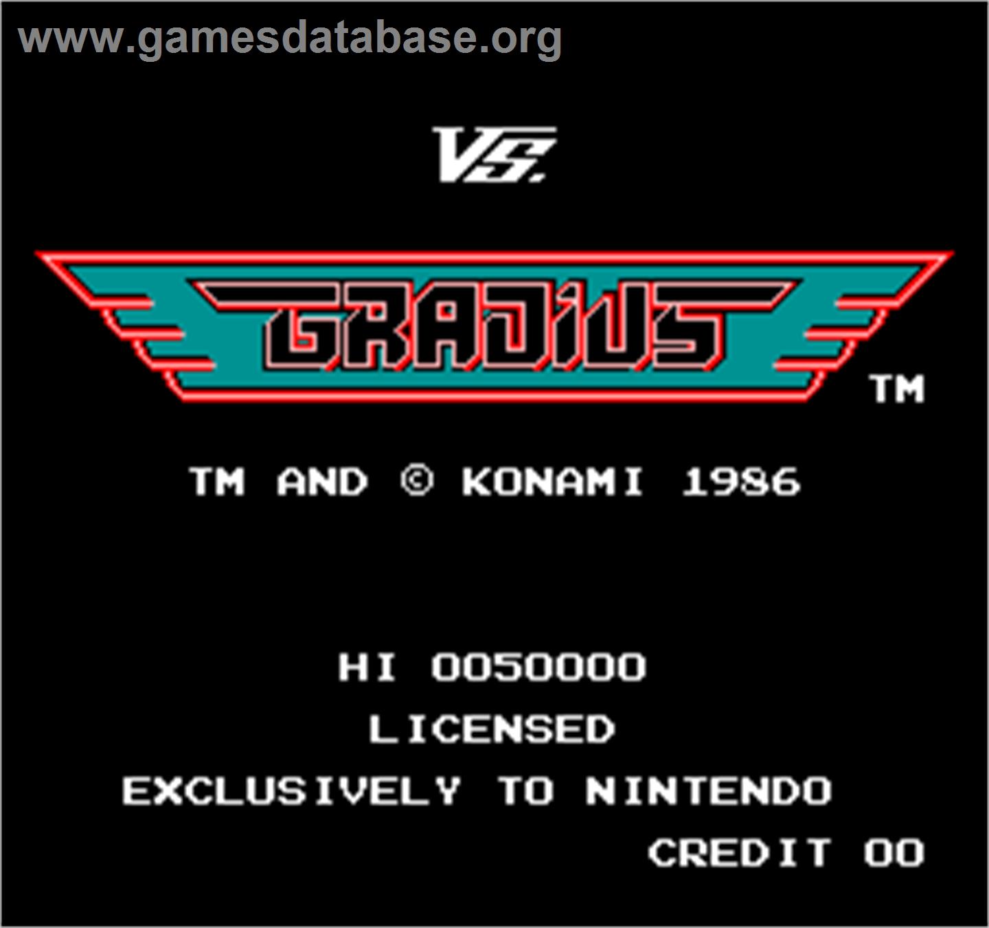 Vs. Gradius - Arcade - Artwork - Title Screen