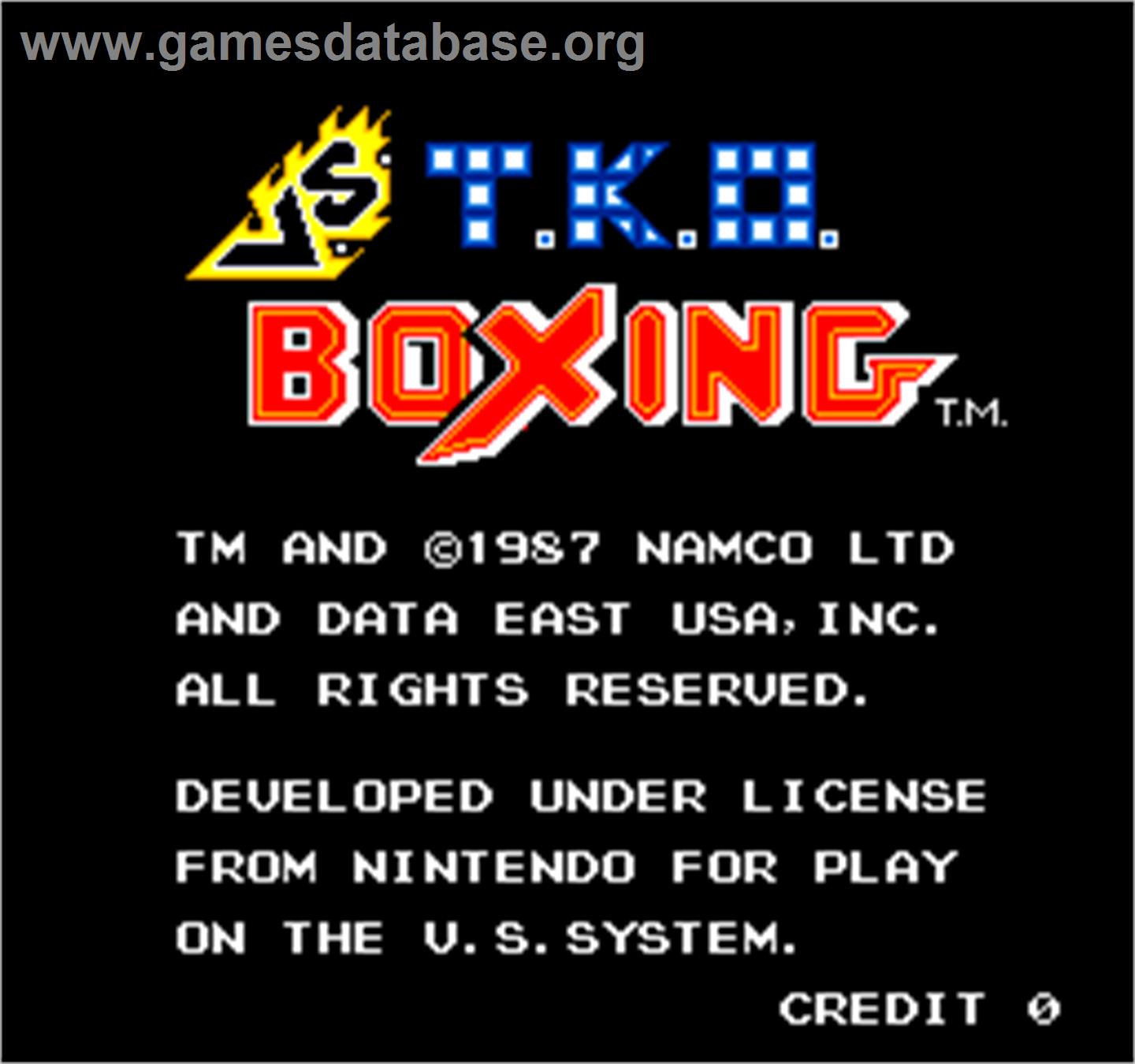 Vs. T.K.O. Boxing - Arcade - Artwork - Title Screen