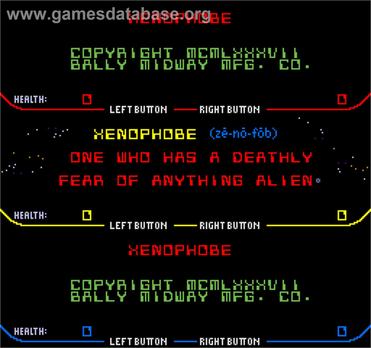 Xenophobe - Arcade - Artwork - Title Screen
