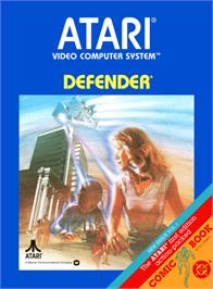 Box cover for Defender on the Atari 2600.