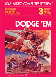 Box cover for Dodge 'Em on the Atari 2600.