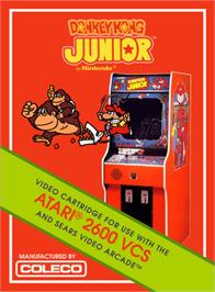 Box cover for Donkey Kong Junior on the Atari 2600.
