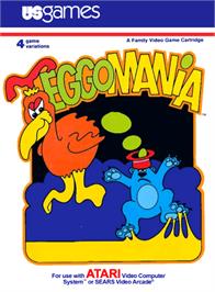 Box cover for Eggomania on the Atari 2600.