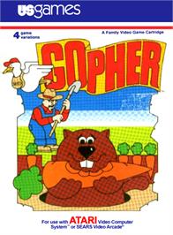 Box cover for Gopher on the Atari 2600.