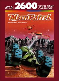 Box cover for Moon Patrol on the Atari 2600.