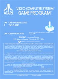 Box back cover for 3-D Tic-Tac-Toe on the Atari 2600.