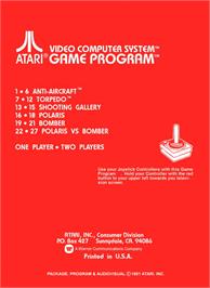 Box back cover for Air-Sea Battle on the Atari 2600.