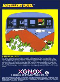 Box back cover for Artillery Duel on the Atari 2600.