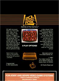 Box back cover for Bank Heist on the Atari 2600.